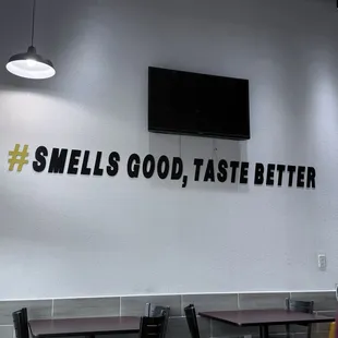 Logo inside the restaurant.