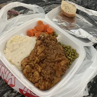 Chicken fried steak daily lunch. HUGE portions!