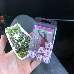 One of the stickers and dice sets I bought