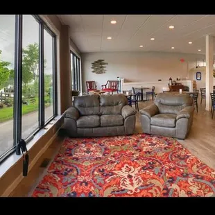 Panoramic view of the interior and the Roanoke River