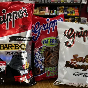 Grippo&apos;s BBQ &amp; Salt &amp; Vinegar chips and pretzel loops now available!
