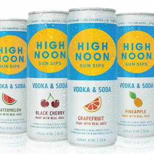 We stock several High Noon varieties and 4 packs &amp; the 24oz single cans of Peach &amp; Pineapple