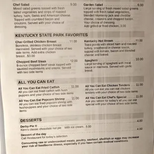 Lunch/Dinner Menu 2020