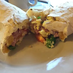 Inside of the breakfast burrito