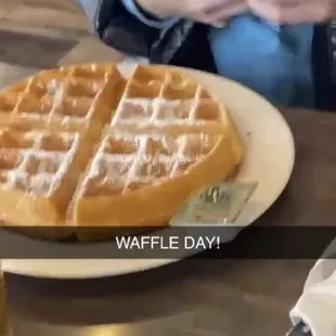 Belgian waffle with butter