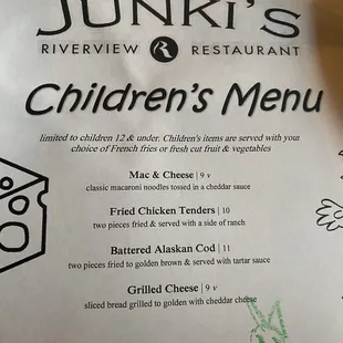 Children's menu featuring my daughter's artwork