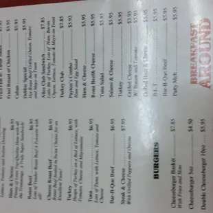 the menu