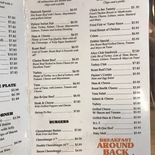 a menu for a sandwich shop