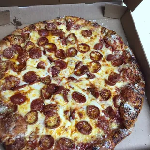 Pepperoni with parm cheese pizza
