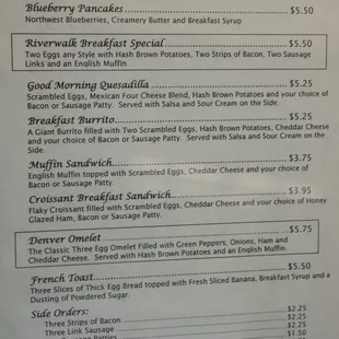 The Breakfast menu