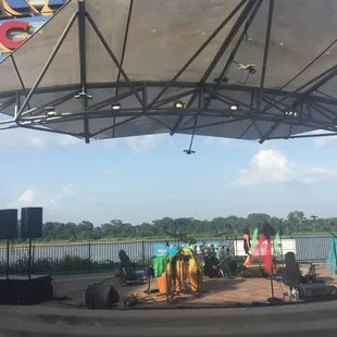 Waiting for the concert to start.