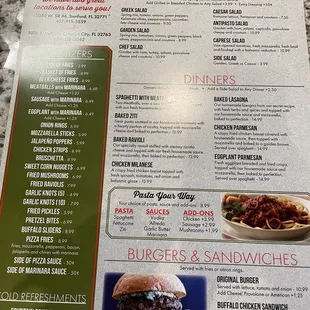 The menu