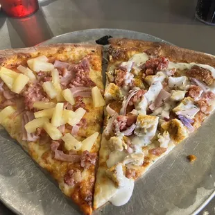 two slices of pizza