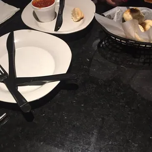First time given plastic ware with a dine in meal at a full service pizzeria