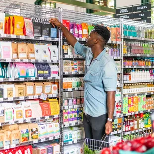 a woman shopping in a grocery store