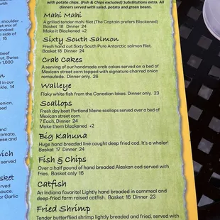 Menu as of June 2024