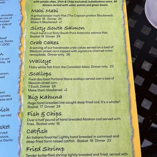 Menu as of June 2024
