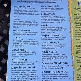 Menu as of June 2024
