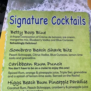 Menu as of June 2024