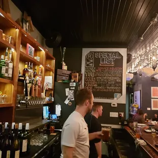 The bar from where the bartenders are.