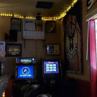 a view of the bar from the window