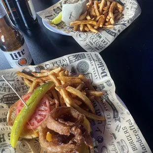 Riverwood burg &amp; cheesesteak wrap. Excellent!