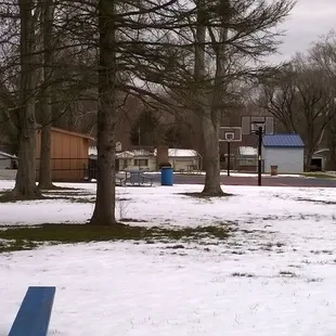 benches and basketball courts