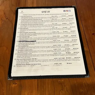 menu