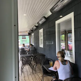 Patio seating in the back