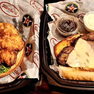 a chicken sandwich and a fried chicken sandwich