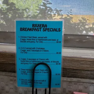 Menu specials - same as in the menu