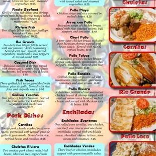 Seafood, chicken, pork