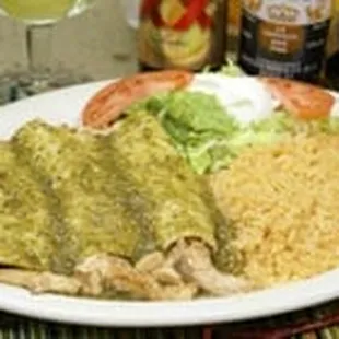 Enchiladas green sauce and grilled chicken