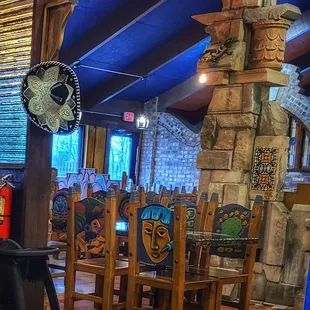 tables and chairs in a restaurant