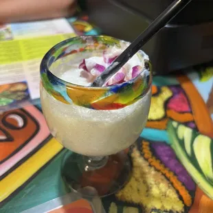 Kid's piña colada - delicious and had chunks of real coconut in it!