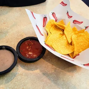 Complimentary Chips, Salsa and Bean Dip