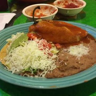 #12 Rellenos y Tostada con frijoles
