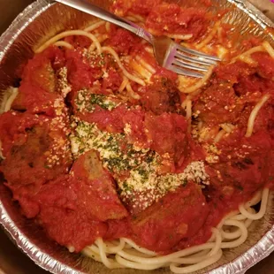 Spaghetti &amp; meatballs (1/4 gone)