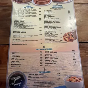 Breakfast menu