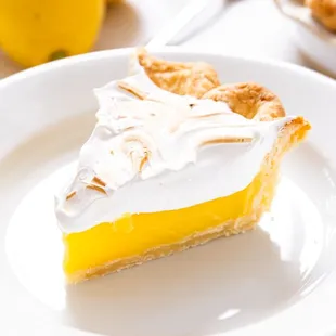 a slice of lemon meringue pie