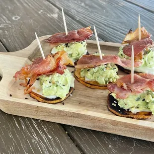 Yam avocado egg salad bites