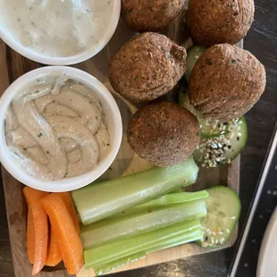 Apps falafels hummus and taziki