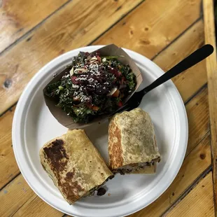 Lion's Mane Breakfast Burrito + Kale Salad