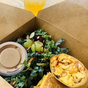 The best vegan breakfast burrito &amp; fresh kale salad were delicious