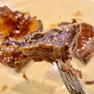 Ube sourdough was so moist to start off, I had to soak in the egg mixture for a while ;p
