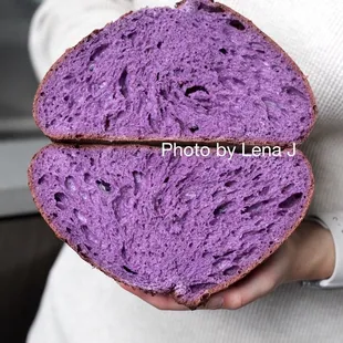 Inside of Ube Sourdough Loaf ($16)