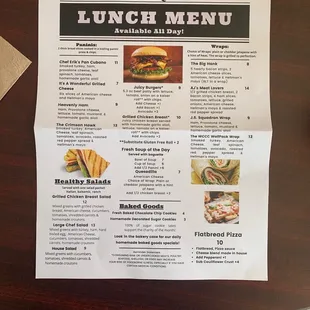 Lunch menu
