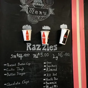 a menu on a chalkboard