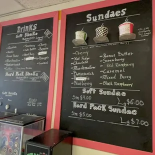 a menu on the wall