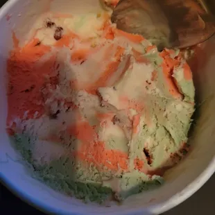 Authentic red white and green spumoni